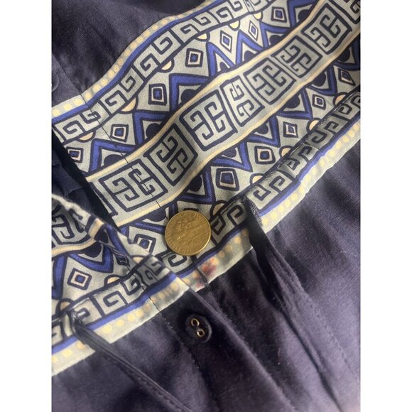 STS Sail to Sable Silk Blend Scallop Hem Long Sleeve Navy Blue Shirt Dress SM - Picture 11 of 11
